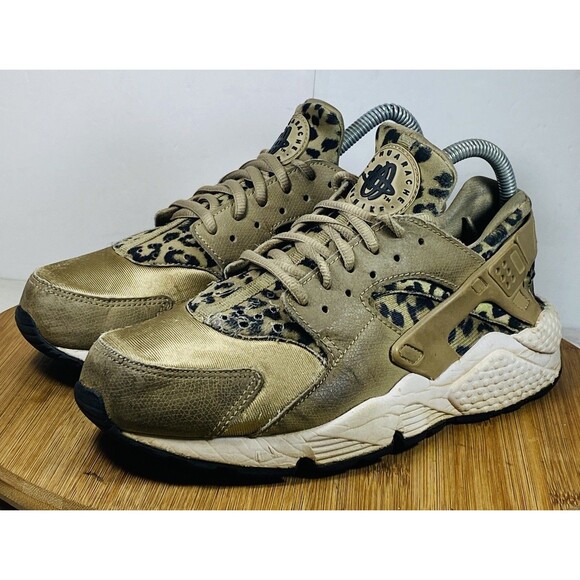 Nike Air Huarache Leopard Cheetah Animal Safari Print Khaki Black White 8.5 - Picture 1 of 7